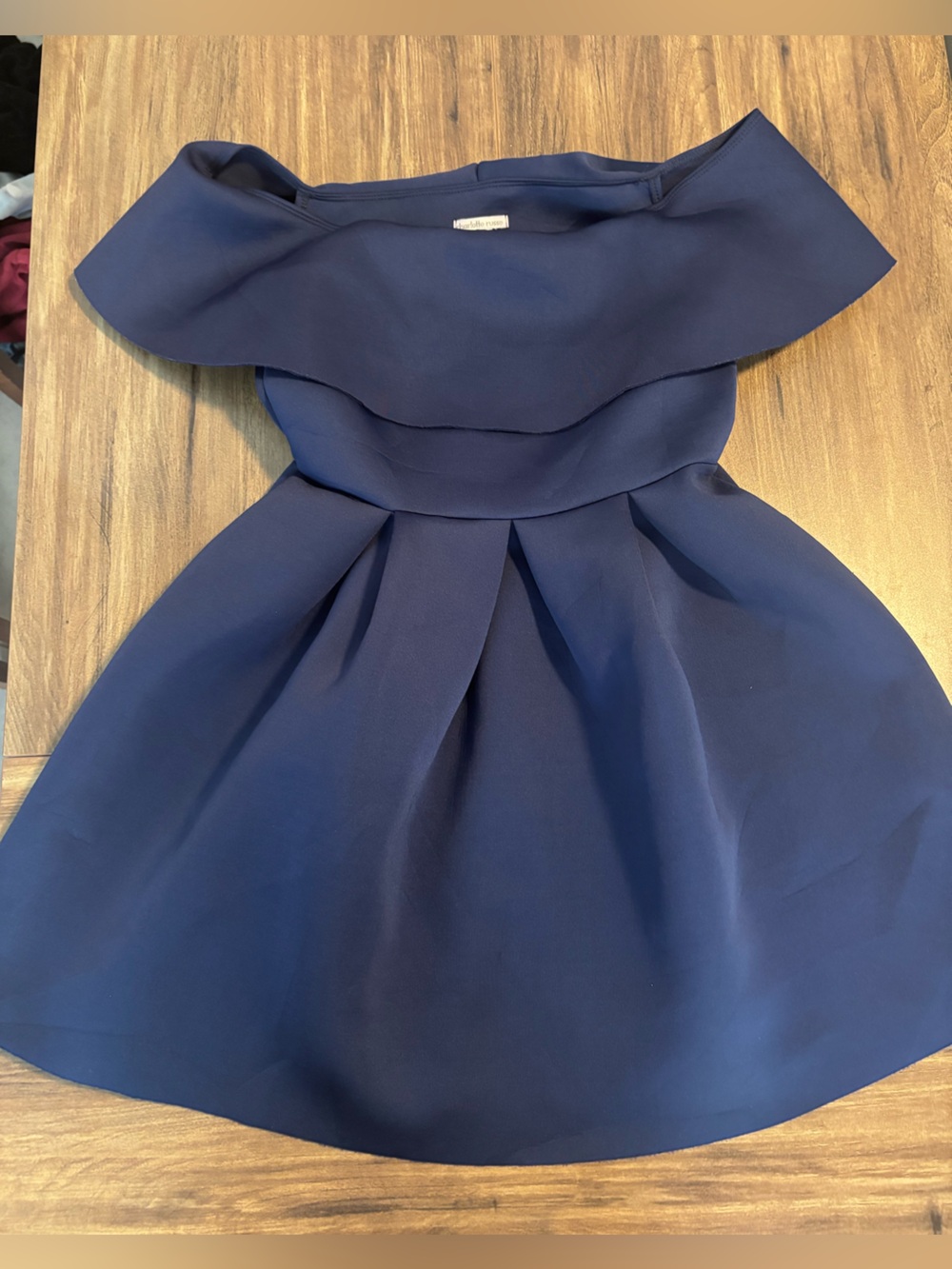 Charlotte Russe Strapless Navy Blue Pleated Fit-and-Flare Dress